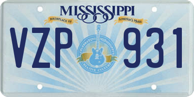 MS license plate VZP931