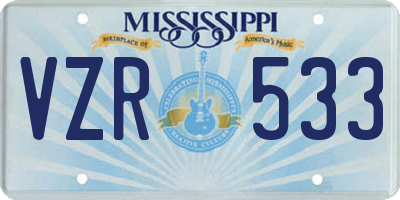 MS license plate VZR533