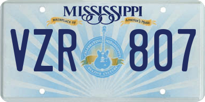 MS license plate VZR807