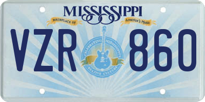 MS license plate VZR860