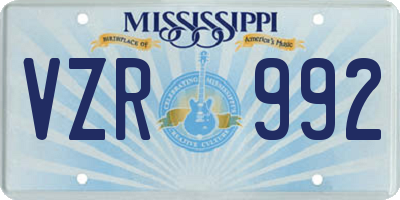 MS license plate VZR992