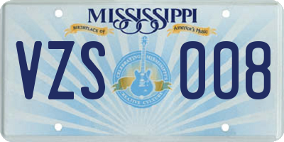MS license plate VZS008