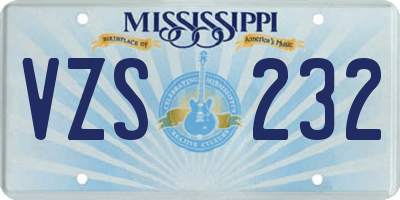 MS license plate VZS232