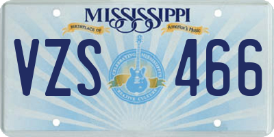 MS license plate VZS466