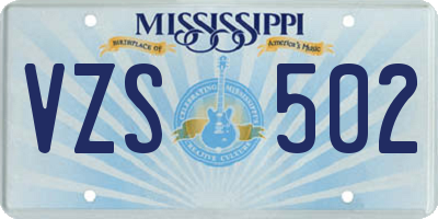 MS license plate VZS502