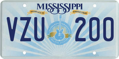 MS license plate VZU200