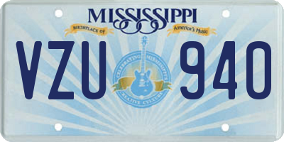 MS license plate VZU940