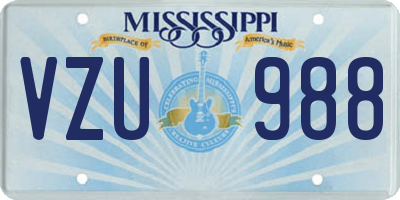MS license plate VZU988