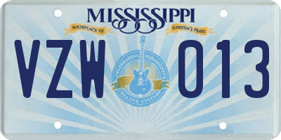 MS license plate VZW013