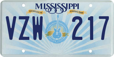 MS license plate VZW217