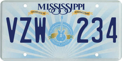 MS license plate VZW234