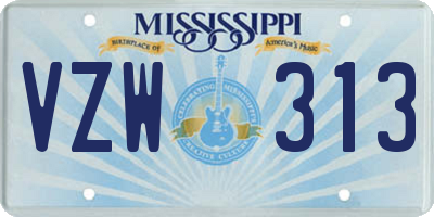 MS license plate VZW313