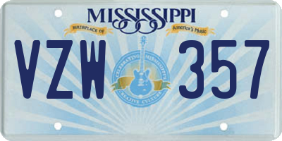 MS license plate VZW357