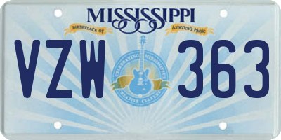 MS license plate VZW363
