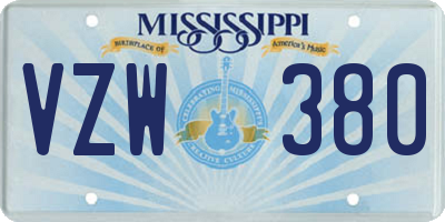 MS license plate VZW380