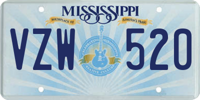 MS license plate VZW520
