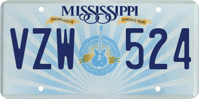 MS license plate VZW524
