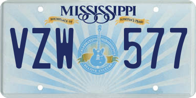 MS license plate VZW577