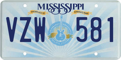 MS license plate VZW581