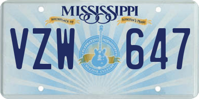 MS license plate VZW647