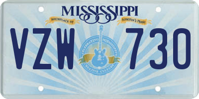 MS license plate VZW730