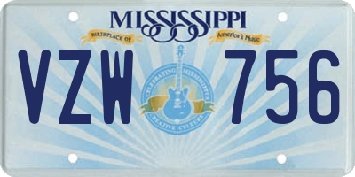 MS license plate VZW756
