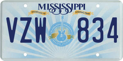 MS license plate VZW834