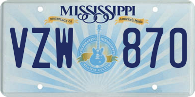 MS license plate VZW870