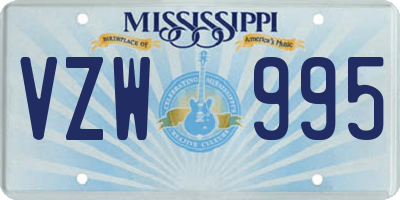 MS license plate VZW995
