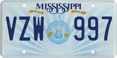 MS license plate VZW997