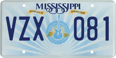 MS license plate VZX081