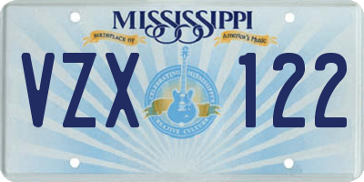 MS license plate VZX122