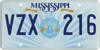 MS license plate VZX216
