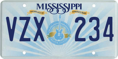 MS license plate VZX234