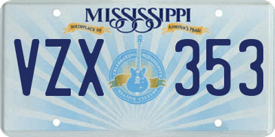 MS license plate VZX353