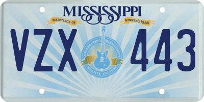 MS license plate VZX443