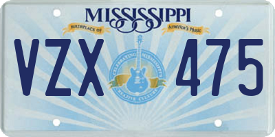 MS license plate VZX475