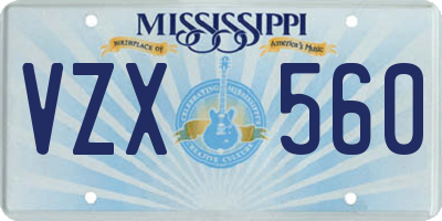 MS license plate VZX560