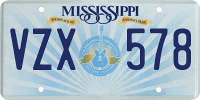MS license plate VZX578