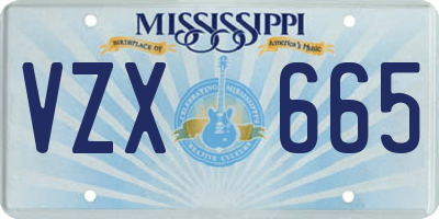 MS license plate VZX665