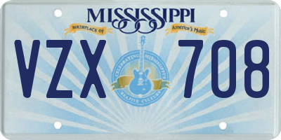 MS license plate VZX708