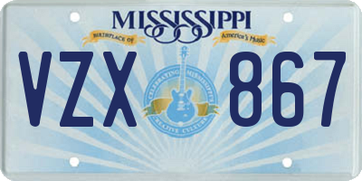 MS license plate VZX867