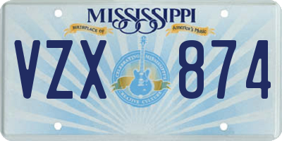 MS license plate VZX874
