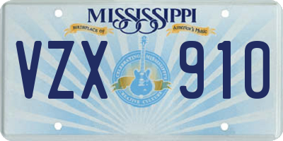 MS license plate VZX910