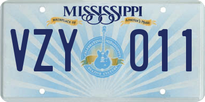 MS license plate VZY011