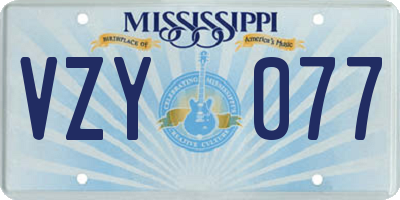 MS license plate VZY077