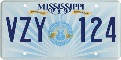 MS license plate VZY124