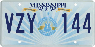 MS license plate VZY144
