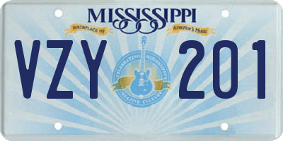 MS license plate VZY201