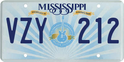 MS license plate VZY212